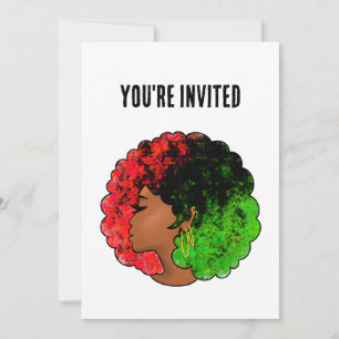 Pan African black girl woman red green pride afro Invitation