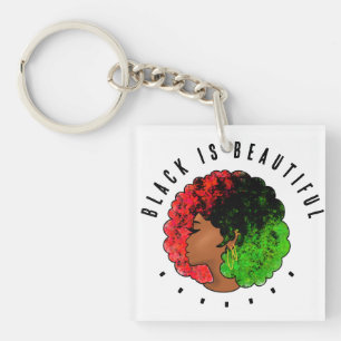 Pan African black girl woman red green pride afro Key Ring