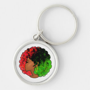 Pan African black girl woman red green pride afro Key Ring