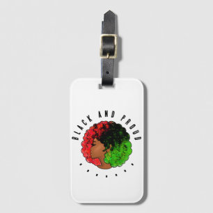 Pan African black girl woman red green pride afro Luggage Tag