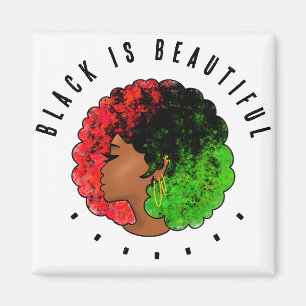 Pan African black girl woman red green pride afro Magnet