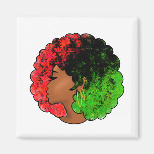 Pan African black girl woman red green pride afro Magnet