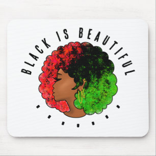 Pan African black girl woman red green pride afro  Mouse Pad