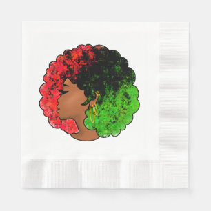 Pan African black girl woman red green pride afro Napkin