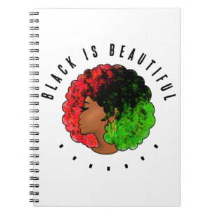 Pan African black girl woman red green pride afro Notebook