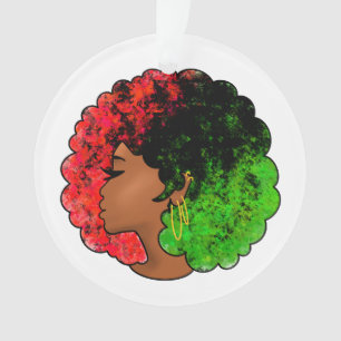 Pan African black girl woman red green pride afro Ornament