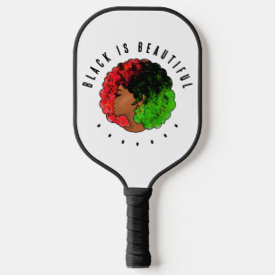 Pan African black girl woman red green pride afro Pickleball Paddle