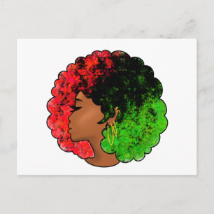 Pan African black girl woman red green pride afro Postcard