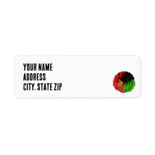 Pan African black girl woman red green pride afro Return Address Label