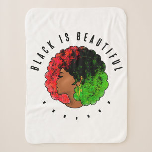 Pan African black girl woman red green pride afro Sherpa Blanket