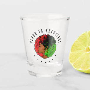 Pan African black girl woman red green pride afro  Shot Glass