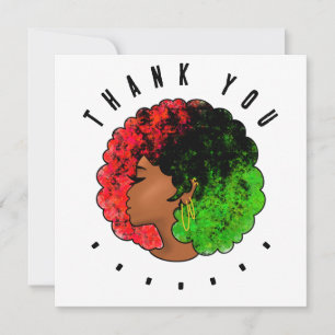 Pan African black girl woman red green pride afro Thank You Card