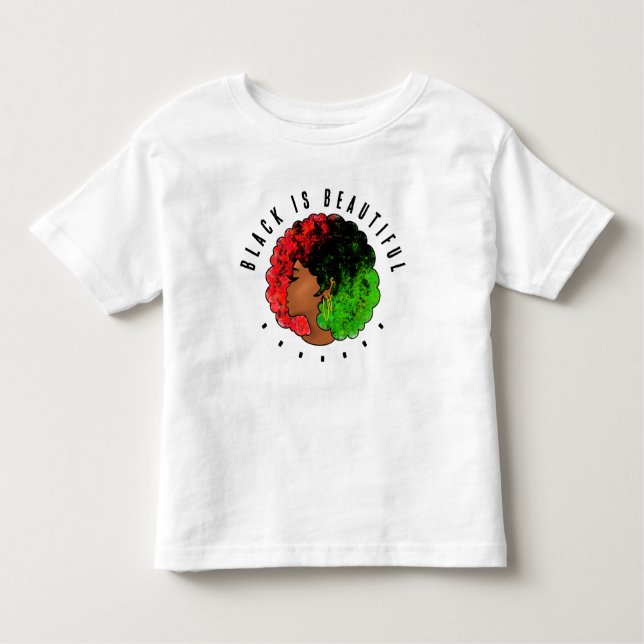 Pan African black girl woman red green pride afro  Toddler T-Shirt (Front)