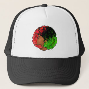 Pan African black girl woman red green pride afro Trucker Hat