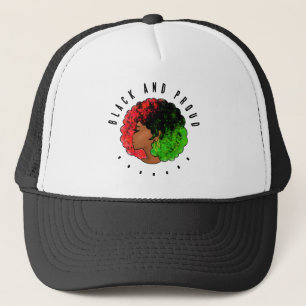 Pan African black girl woman red green pride afro Trucker Hat