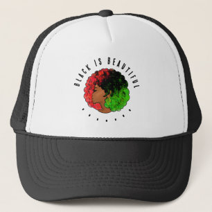 Pan African black girl woman red green pride afro Trucker Hat