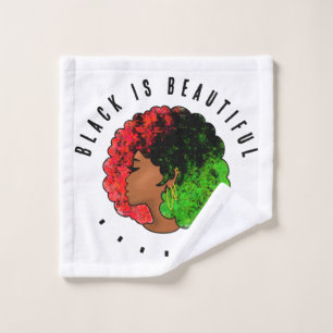 Pan African black girl woman red green pride afro Wash Cloth