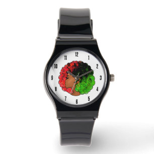 Pan African black girl woman red green pride afro Watch