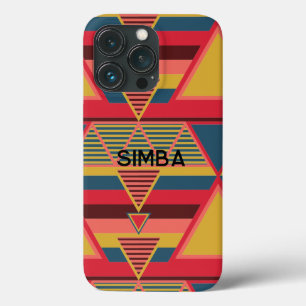 Pan African Colourful Triangle Pattern Personalise iPhone 13 Pro Case