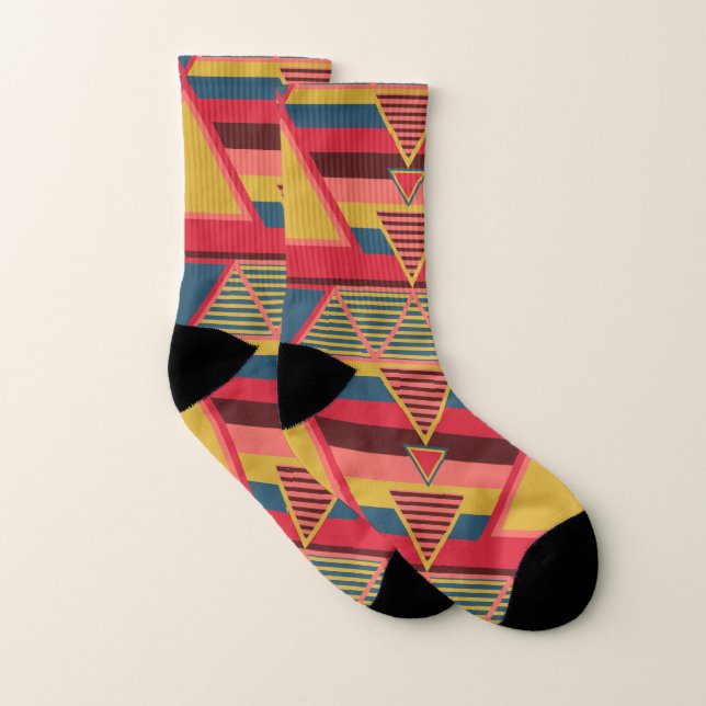 Pan African Colourful Triangle Pattern Unisex Socks (Pair)