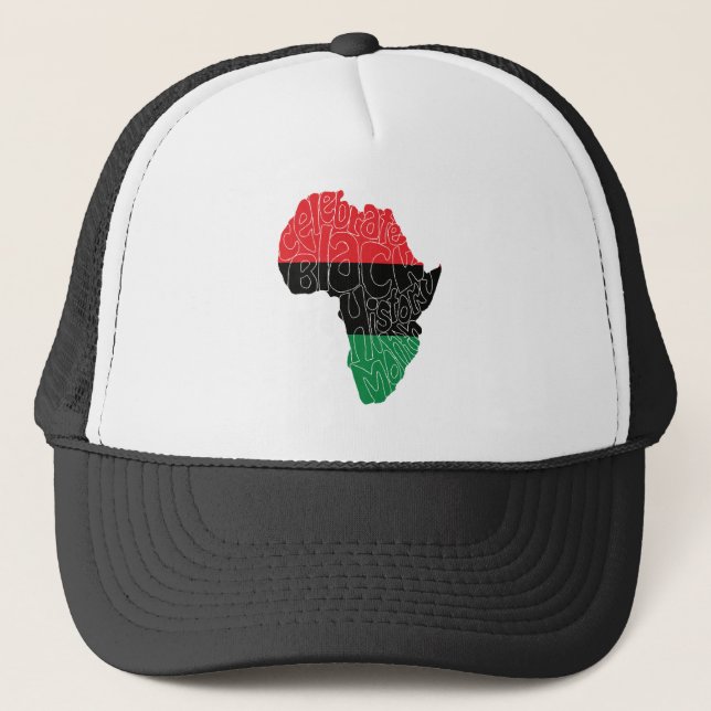 Pan African Flag Black History Month Art Design Trucker Hat (Front)