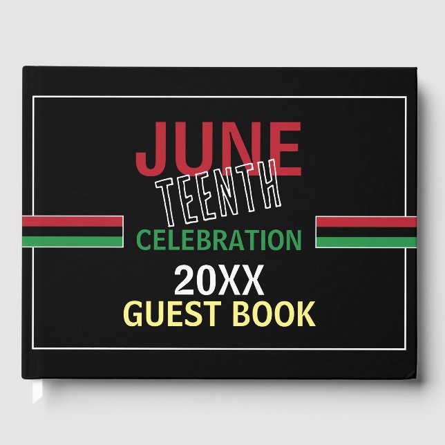 Pan-African flag Design, Juneteenth Celebration Guest Book (Front)