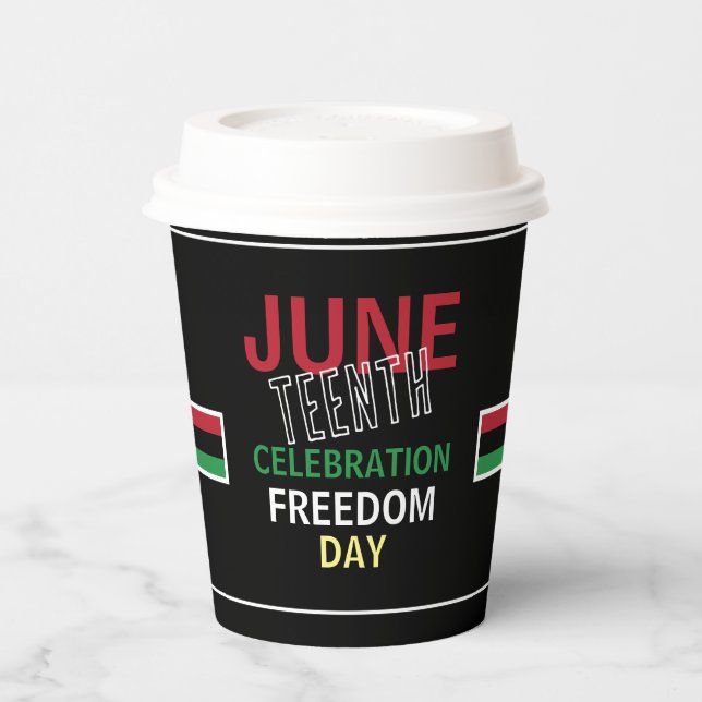 Pan-African flag Design, Juneteenth Celebration Paper Cups (Left)