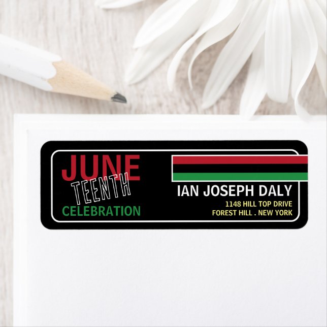 Pan-African flag Design, Juneteenth Celebration Return Address Label (Insitu)