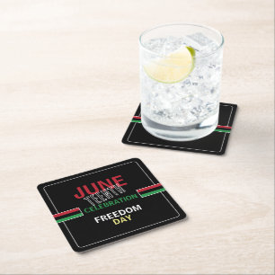 Pan-African flag Design, Juneteenth Celebration Square Paper Coaster