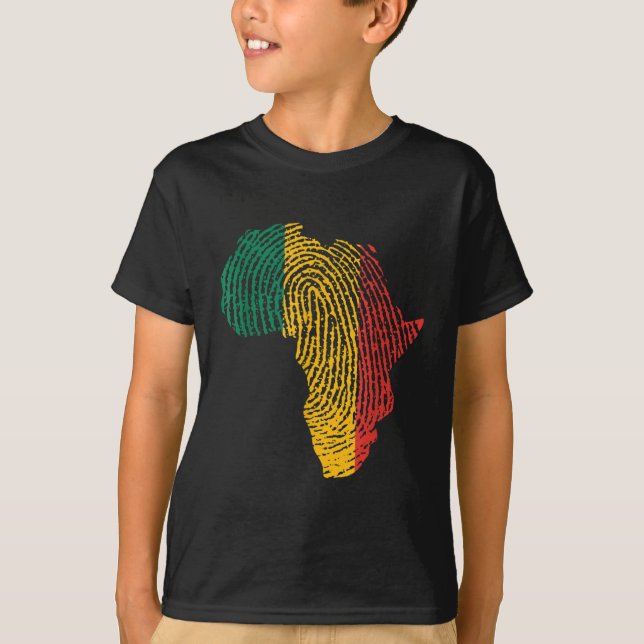 Pan African Flag Fingerprint Black History Month P T-Shirt (Front)