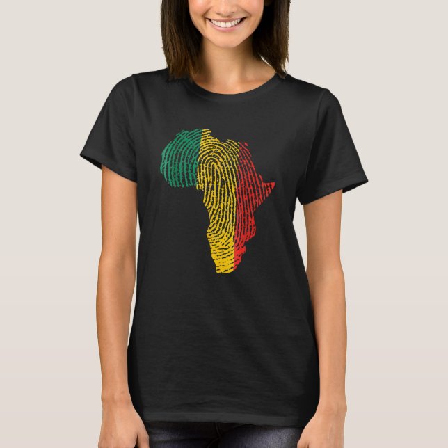 Pan African Flag Fingerprint Black History Month P T-Shirt (Front)