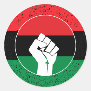 Pan African flag Fist, Afro American Black history Classic Round Sticker