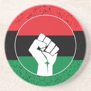 Pan African flag Fist, Afro American Black history Coaster