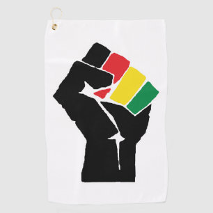 Pan African flag Fist, Afro American Black history Golf Towel