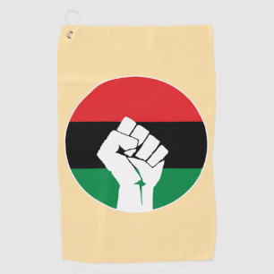 Pan African flag Fist, Afro American Black history Golf Towel
