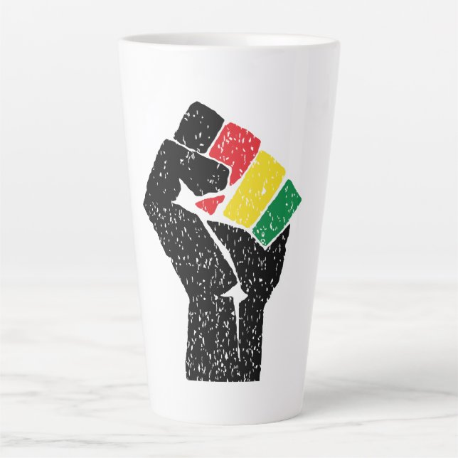 Pan African flag Fist, Afro American Black history Latte Mug (Front)