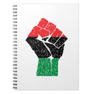 Pan African flag Fist, Afro American Black history Notebook