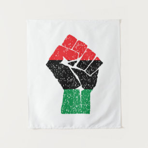Pan African flag Fist, Afro American Black history Tapestry