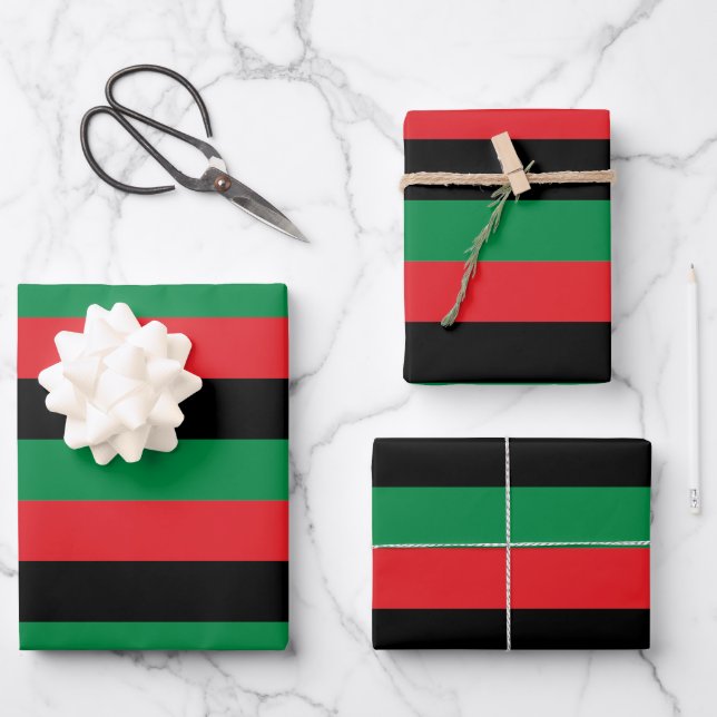 Pan African Flag, Happy Kwanzaa  Wrapping Paper Sheet (Front)