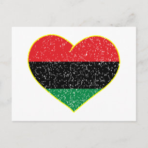 Pan African flag heart Afro American Black history Postcard