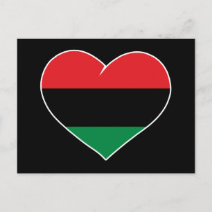Pan African flag heart Afro American Black history Postcard