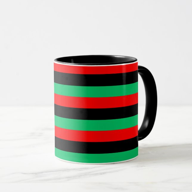 Pan African Flag Red Black Green Stripes Mug (Front Right)