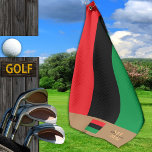 Pan African flag & Unia flag monogrammed / symbol Golf Towel<br><div class="desc">Sports/Golf Towel: Pan African flag symbol - UNIA / A horizontal triband of red,  black,  and green. The Pan-African flag—also known as the Afro-American flag,  Black Liberation flag,  UNIA flag. Often used with Black Lives Matter movement. Golf towel with monogrammed "custom" name at the bottom.</div>