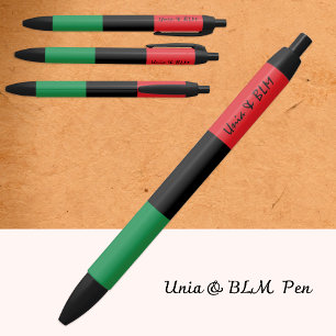 Pan African Flag & UNIA flag symbol / Kwanzaa Black Ink Pen