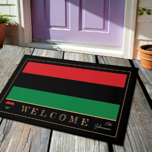 Pan African Flag & Unia Symbol house mats/Welcome Doormat