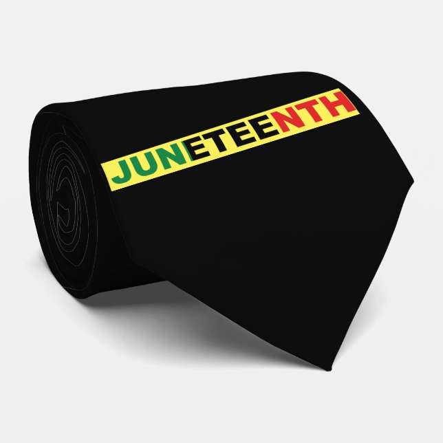 Pan African, Juneteenth BLACK  Neck Tie (Rolled)