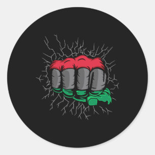 Pan African Unia Flag Fist Black History Month Ame Classic Round Sticker