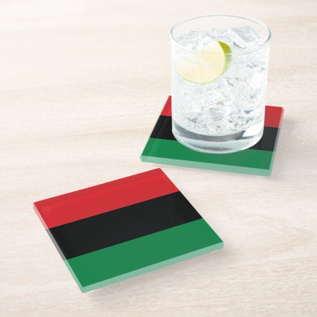 Pan African UNIA Flag Glass Coaster (Angled)