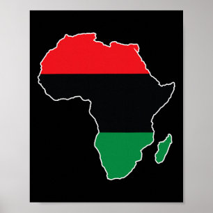 Pan African Unia Flag Map Continent Black History Poster