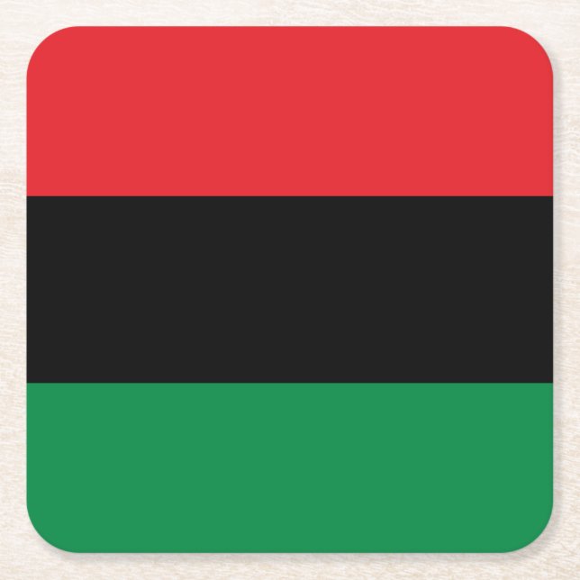 Pan African UNIA Flag Square Paper Coaster (Front)